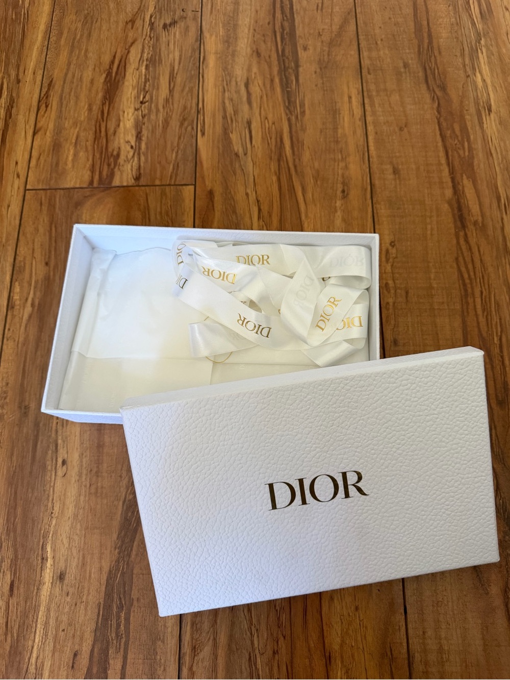Dior White and Gold Gift Box with Branded Ribbon & Tissue paper